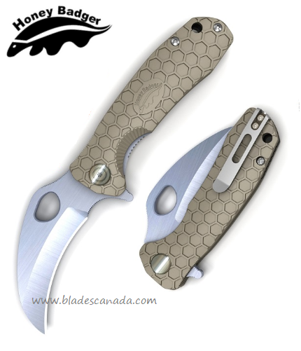 Honey Badger Small Claw Flipper Folding Knife, FRN Tan, HB1142